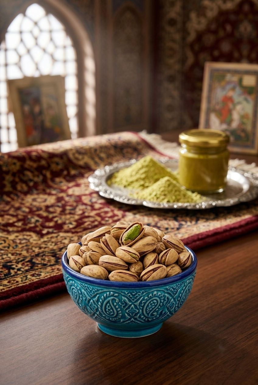 Badami pistachios, elongated and almond-shaped